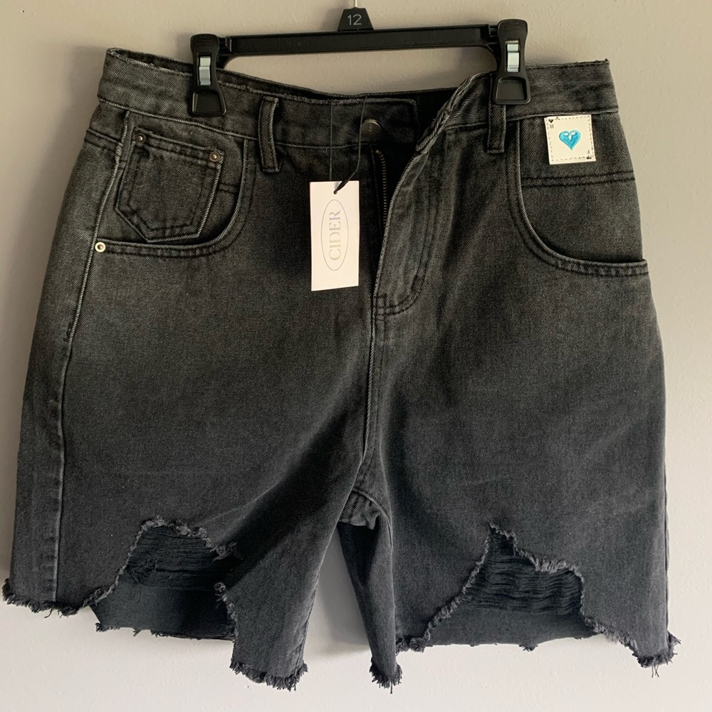 CIDER Black Jean Shorts